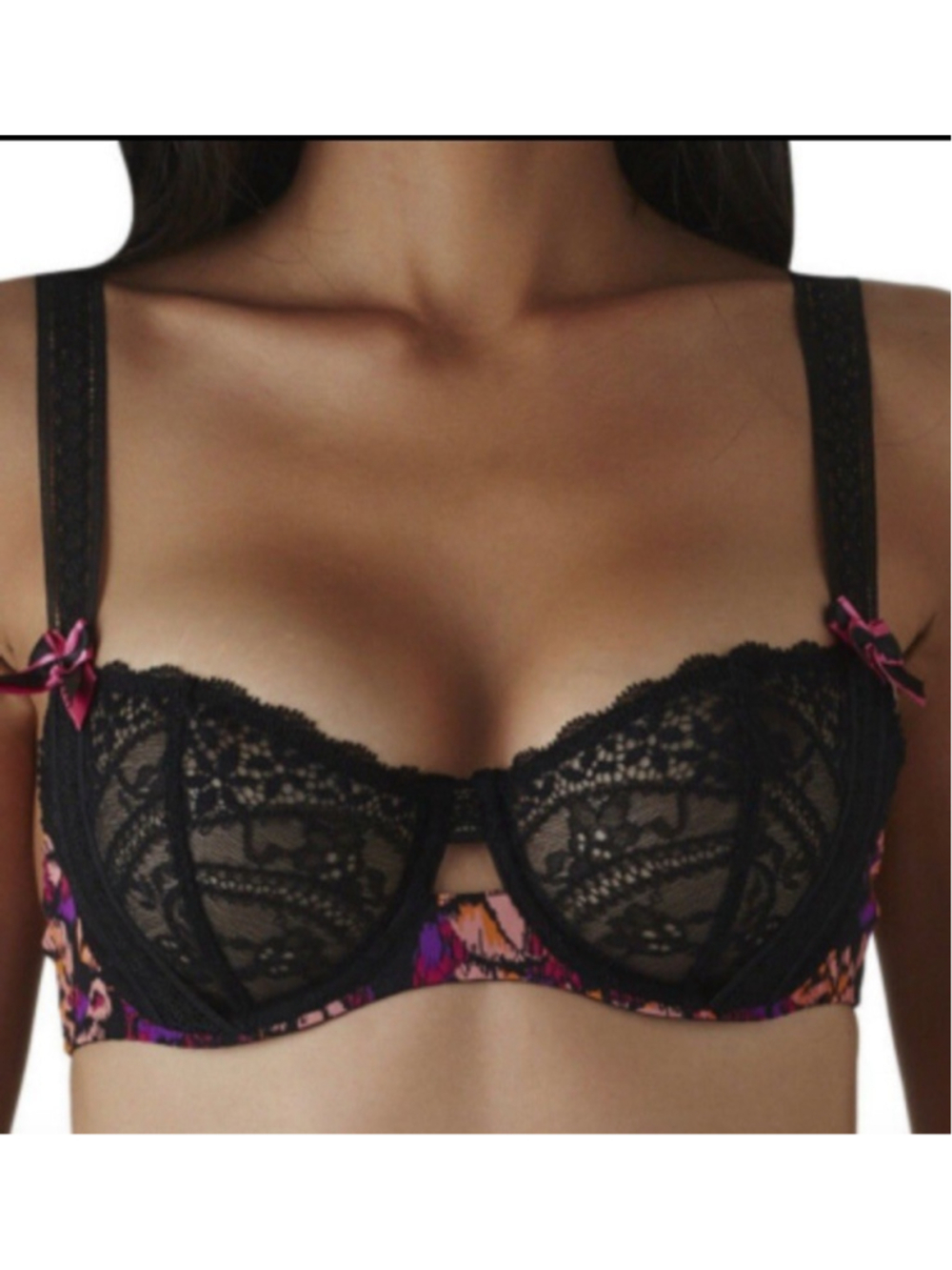 Aubade "Conte Russe" Half Cup Balcony Bra Bow Size 32A Sleep Night Wear Sexy